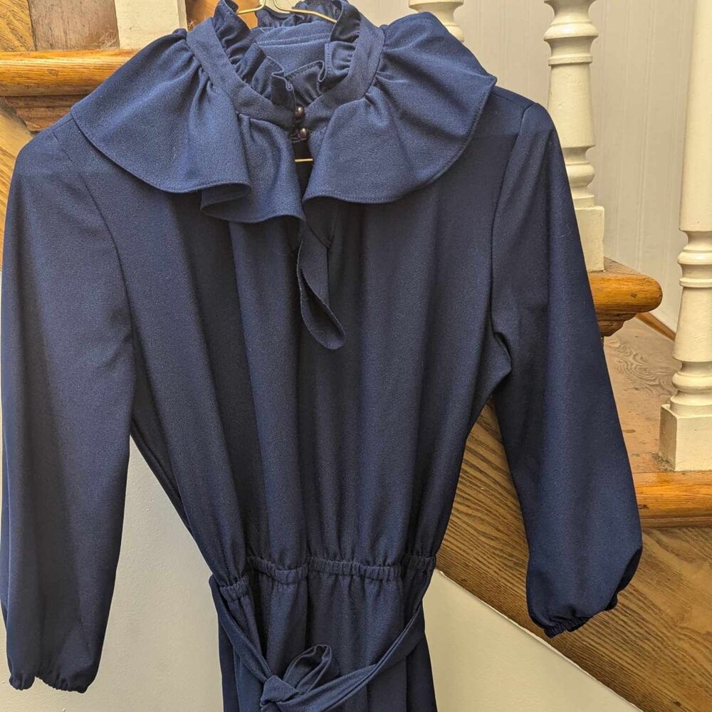 Vintage 60's Classy Navy Knee Length Dress